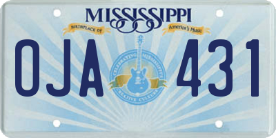 MS license plate OJA431