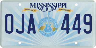 MS license plate OJA449