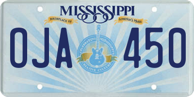 MS license plate OJA450