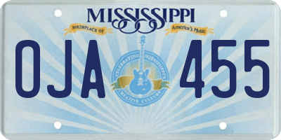 MS license plate OJA455