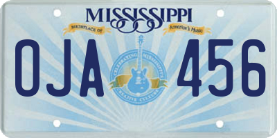 MS license plate OJA456
