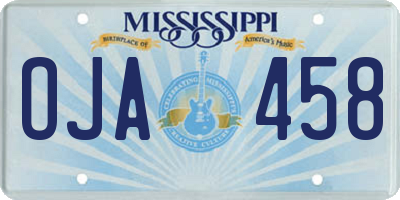 MS license plate OJA458