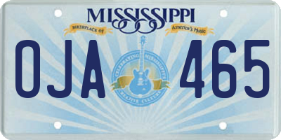 MS license plate OJA465