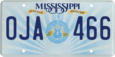 MS license plate OJA466