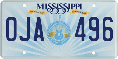 MS license plate OJA496