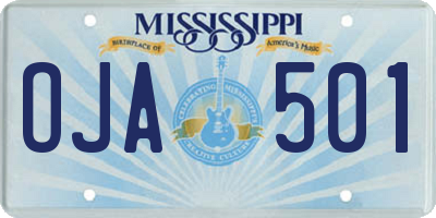 MS license plate OJA501