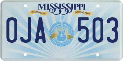 MS license plate OJA503