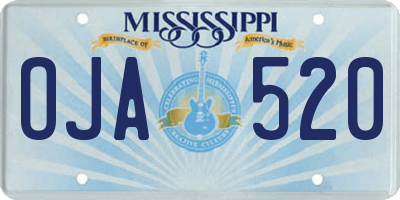 MS license plate OJA520
