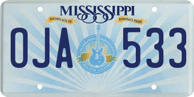 MS license plate OJA533