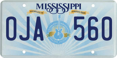 MS license plate OJA560