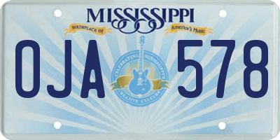 MS license plate OJA578