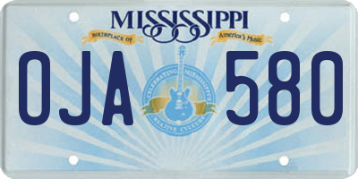 MS license plate OJA580