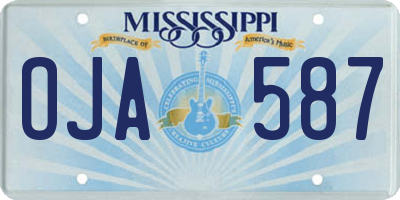 MS license plate OJA587