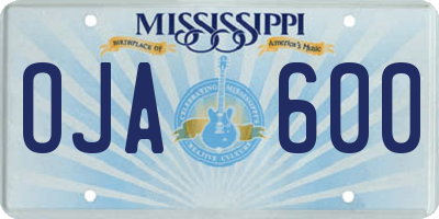 MS license plate OJA600