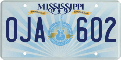 MS license plate OJA602