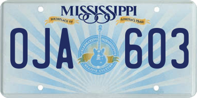 MS license plate OJA603