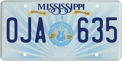 MS license plate OJA635
