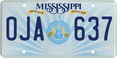 MS license plate OJA637
