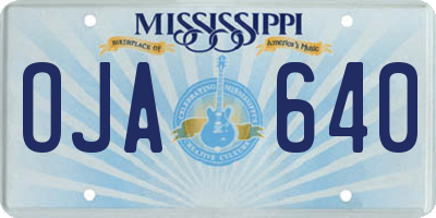 MS license plate OJA640