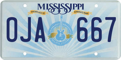 MS license plate OJA667