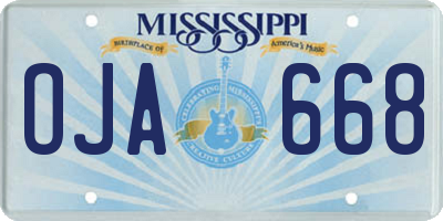 MS license plate OJA668