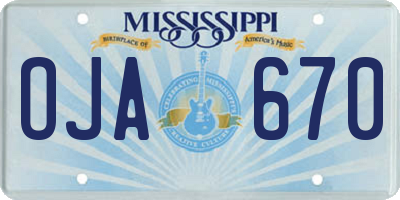 MS license plate OJA670