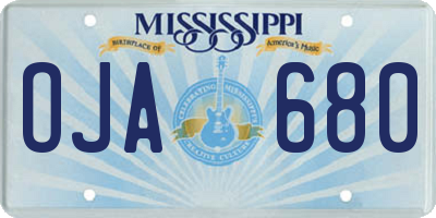 MS license plate OJA680