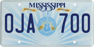 MS license plate OJA700