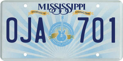 MS license plate OJA701