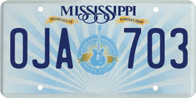 MS license plate OJA703