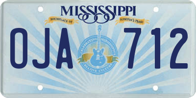 MS license plate OJA712