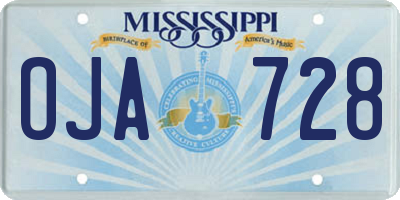 MS license plate OJA728
