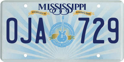 MS license plate OJA729