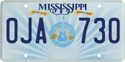 MS license plate OJA730