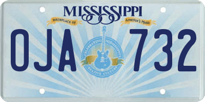 MS license plate OJA732