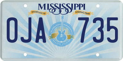 MS license plate OJA735