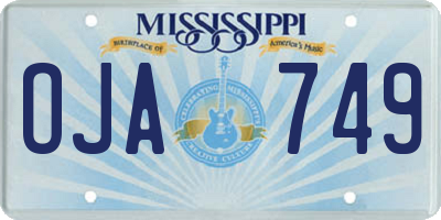 MS license plate OJA749