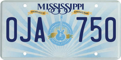 MS license plate OJA750