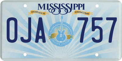 MS license plate OJA757
