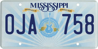 MS license plate OJA758