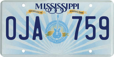 MS license plate OJA759