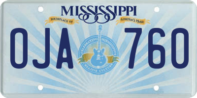 MS license plate OJA760