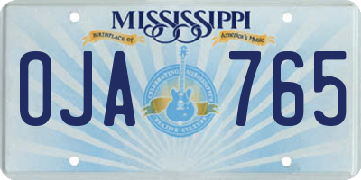 MS license plate OJA765