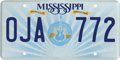 MS license plate OJA772