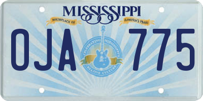 MS license plate OJA775