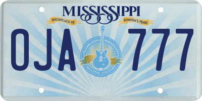 MS license plate OJA777