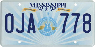 MS license plate OJA778