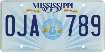 MS license plate OJA789