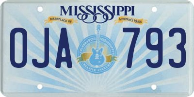 MS license plate OJA793