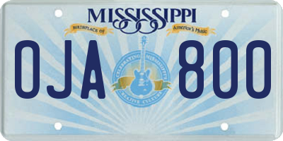 MS license plate OJA800